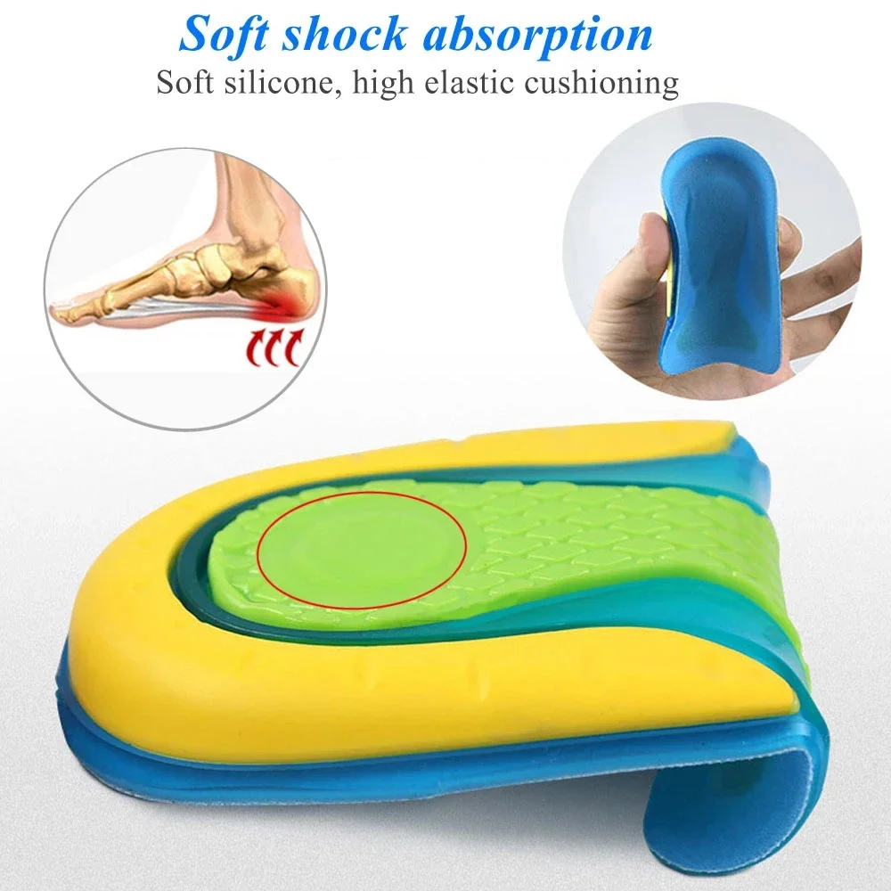 Silicone Gel Insoles for Heel Spurs Fascitis Plantar Pain Relief Inserts Heel Cup Cushion Height Increase Shoe Insoles