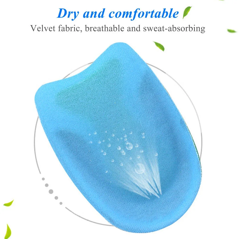 Silicone Gel Insoles for Heel Spurs Fascitis Plantar Pain Relief Inserts Heel Cup Cushion Height Increase Shoe Insoles