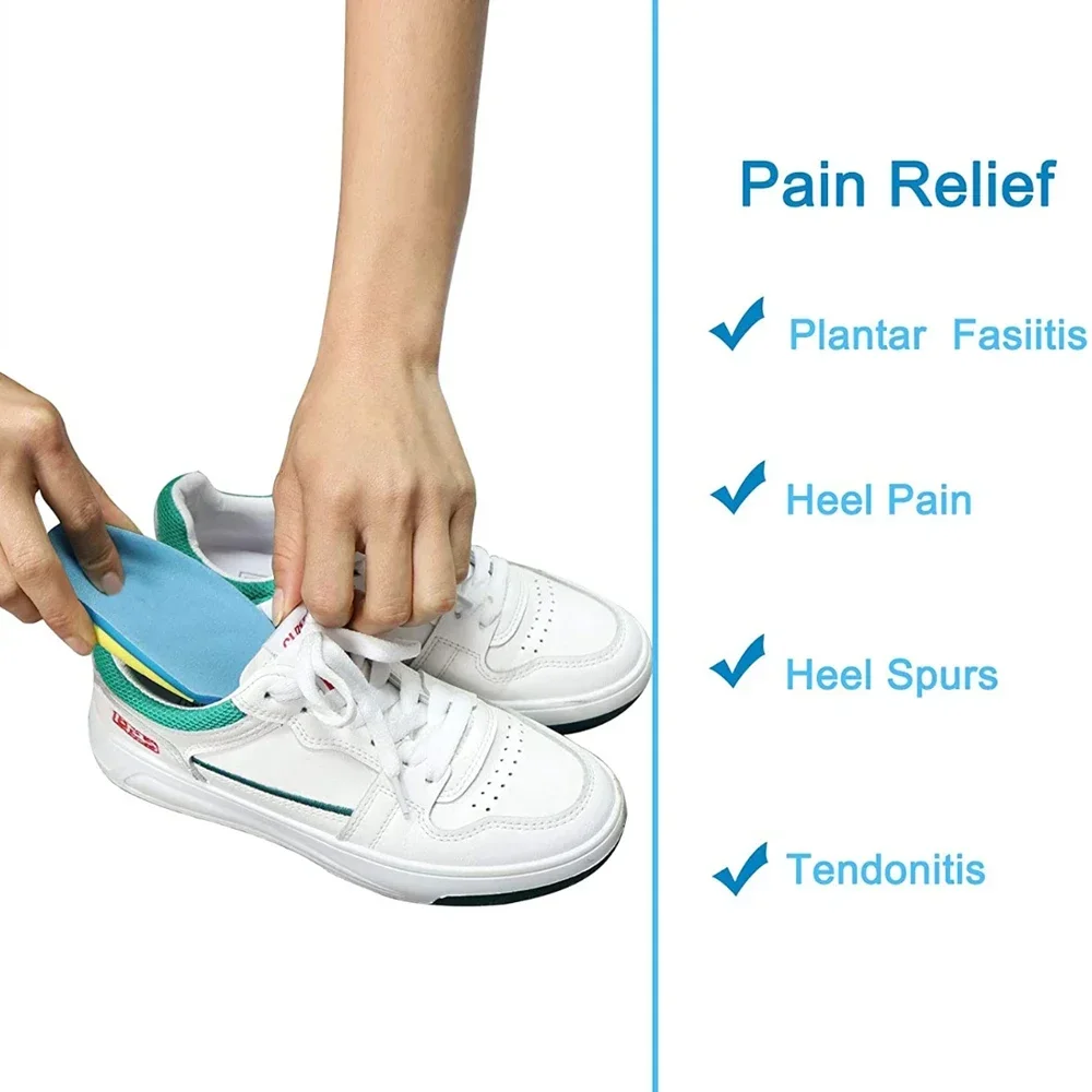 Silicone Gel Insoles for Heel Spurs Fascitis Plantar Pain Relief Inserts Heel Cup Cushion Height Increase Shoe Insoles