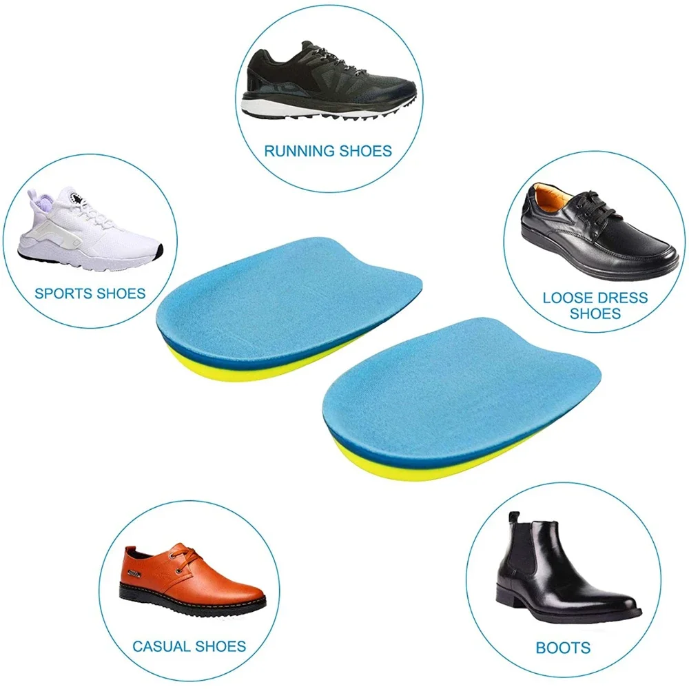 Silicone Gel Insoles for Heel Spurs Fascitis Plantar Pain Relief Inserts Heel Cup Cushion Height Increase Shoe Insoles