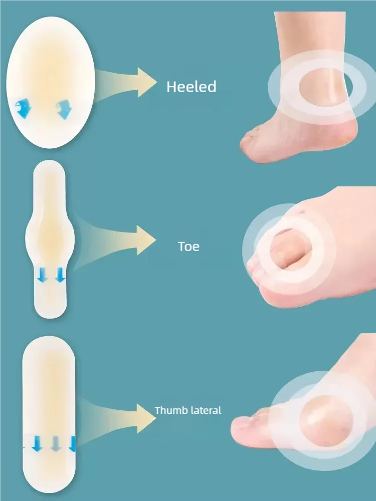 20pcs Blister Plasters Invisible Hydrocolloid Gel Blister Bandages Blister Cushion Pad for Heel Foot Toe and Guard Skin