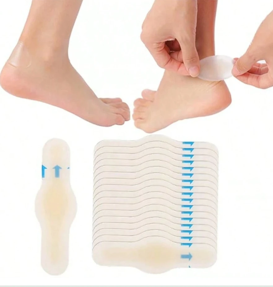20pcs Blister Plasters Invisible Hydrocolloid Gel Blister Bandages Blister Cushion Pad for Heel Foot Toe and Guard Skin