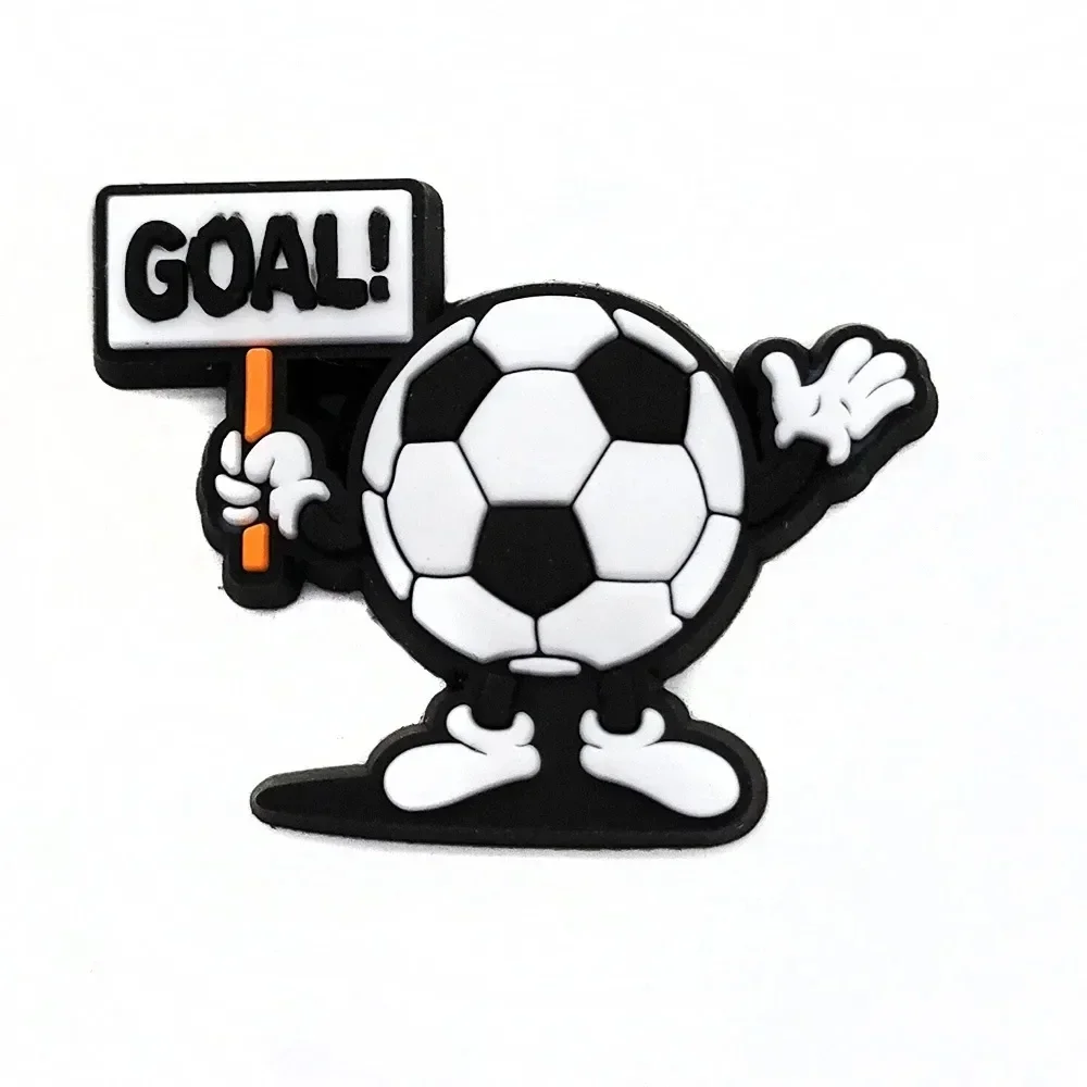 18PCS Set Boys Men Football Style Buckle Soccer Sports Theme Hole Shoes Charms Packs Decoration Slipper Sandals Shoe Accessories