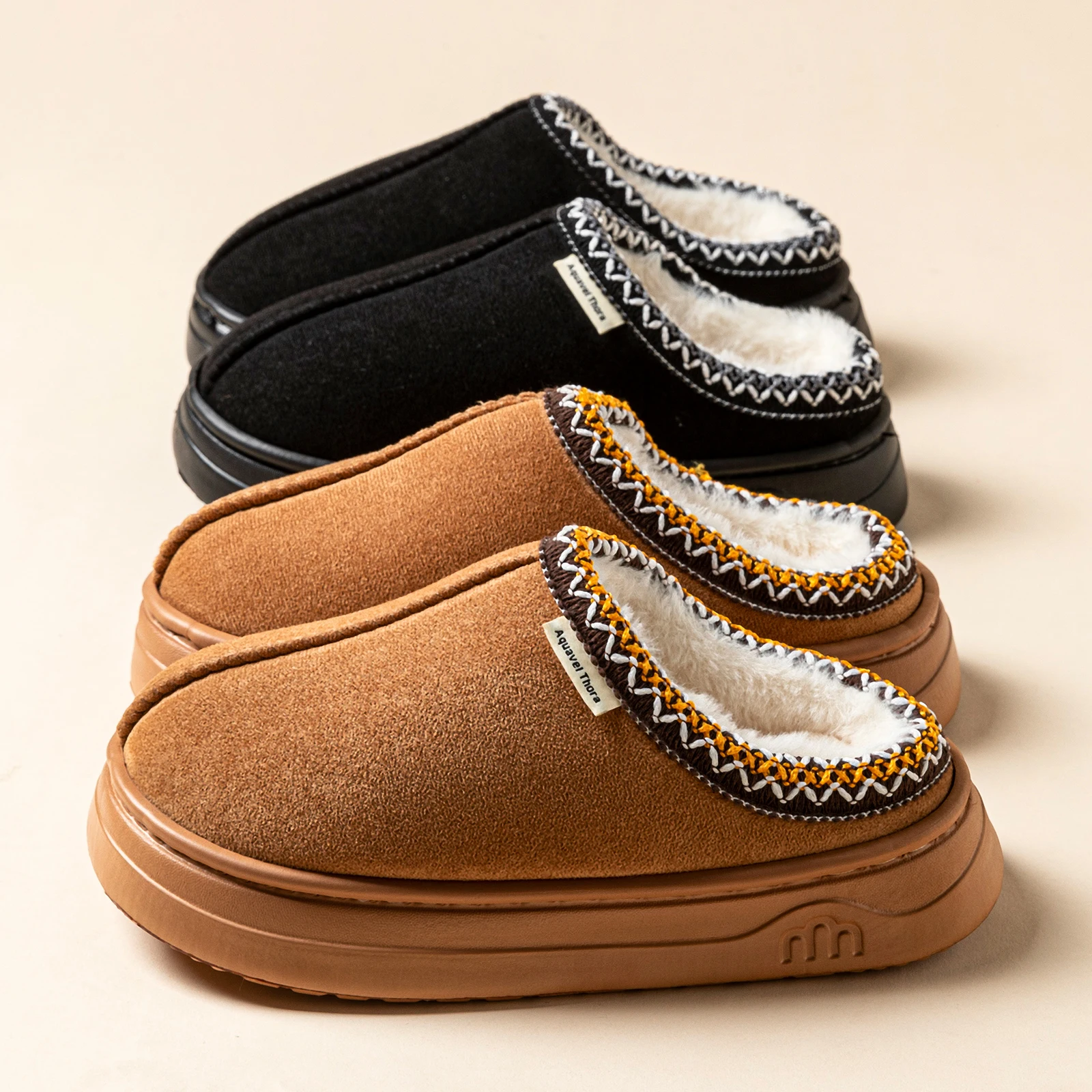 Winter Fashion Simple Fuzzy Home Lady's Shoes Warm Couples Indoor Leisure Soft Sole Women's Slippers Non-slip Fuzzy Bedroom