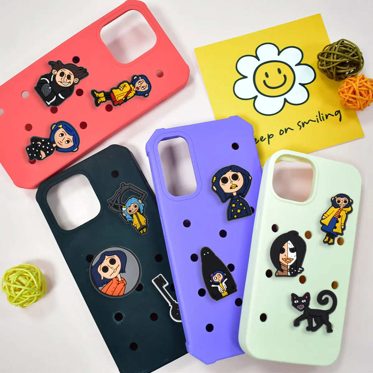 Mesuca 11Pcs Gothic Coraline PVC Shoe Charms Waterproof Detachable Garden Shoe Decor Horror Cartoon DIY Shoe Accessories Gifts