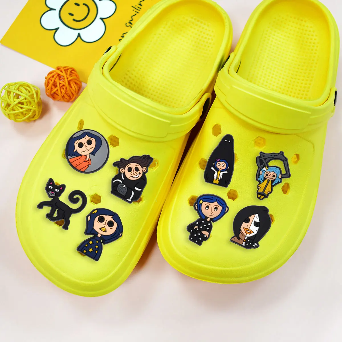 Mesuca 11Pcs Gothic Coraline PVC Shoe Charms Waterproof Detachable Garden Shoe Decor Horror Cartoon DIY Shoe Accessories Gifts