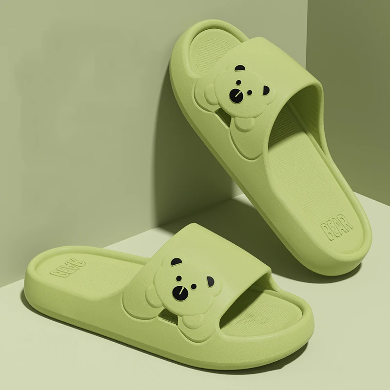 Summer Cartoon Bear Indoor Slippers for Women Lightweight Soft EVA Slides Woman Comfort Home Bathroom Non Slip Slippers