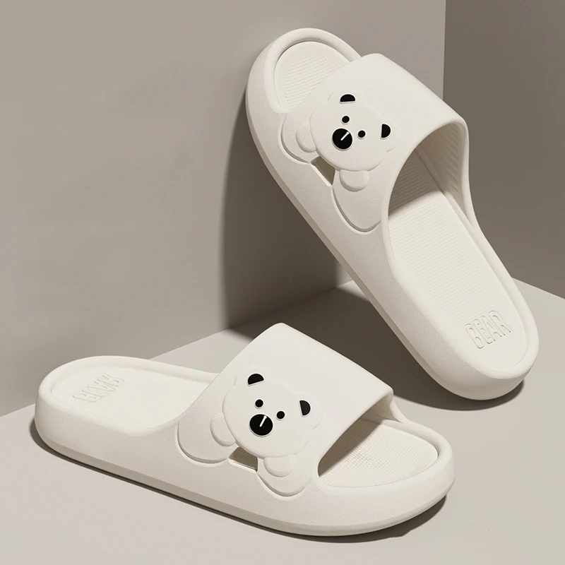 Summer Cartoon Bear Indoor Slippers for Women Lightweight Soft EVA Slides Woman Comfort Home Bathroom Non Slip Slippers