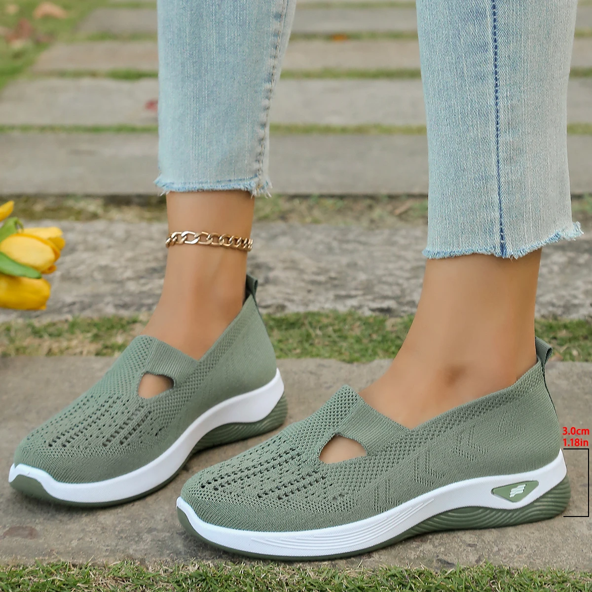 Women's shoes, women's sports shoes, summer flying woven mesh soft sole breathable sports shoes