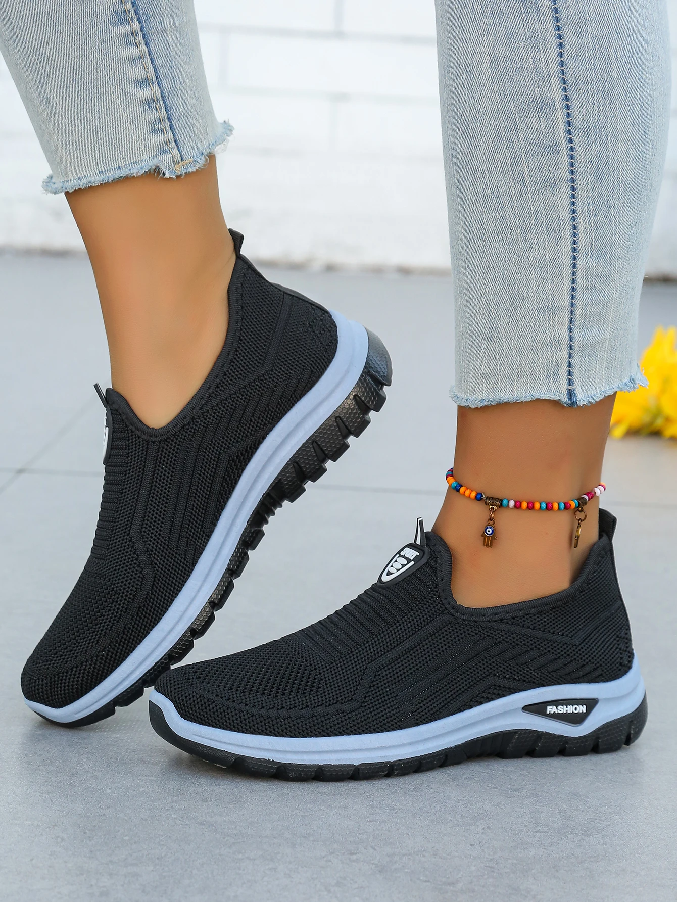 Women's Summer New Breathable Slip-On Shoes Soft Bottom Lightweight Comfortable PVC Material Casual Shoes Easy to Wear