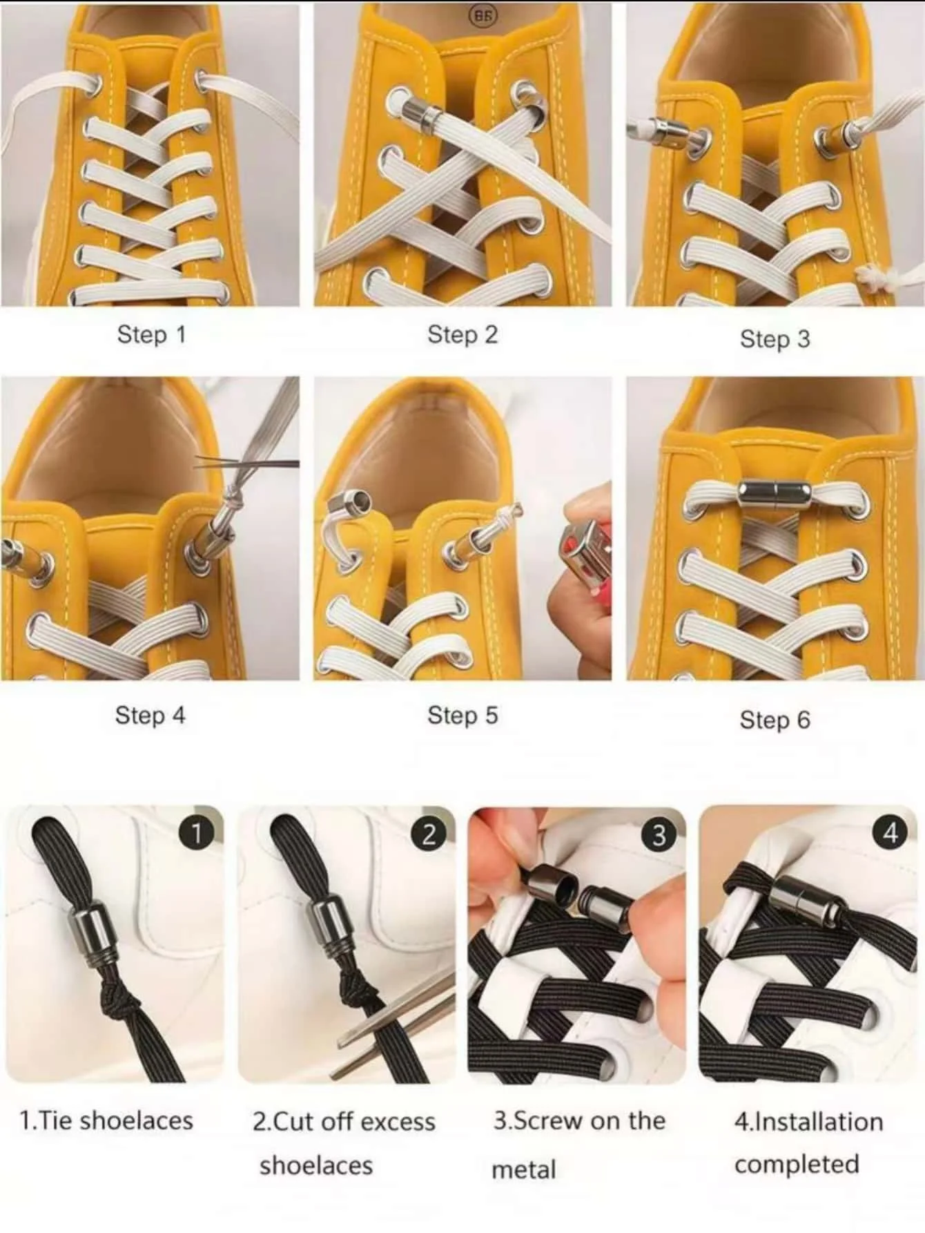 10 Metal Shoelace Locks, Alloy Shoelace Locks, No Need to Tie, Reusable, Do Not Strangle the Shoelaces, Durable, Knot-Free Fastening