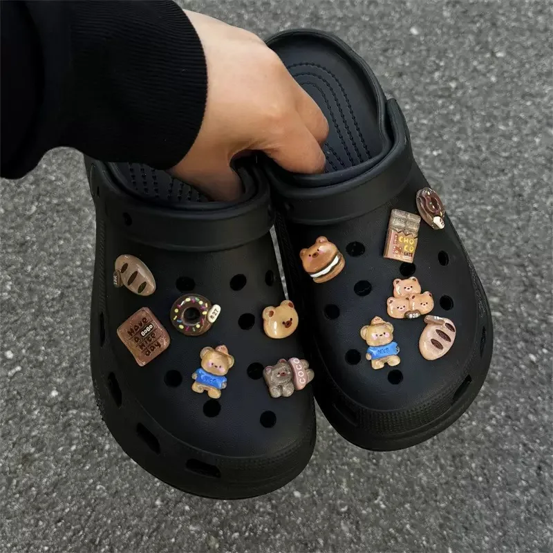 100Pcs Round Buckle Shoe Charms Croc DIY Accesseries Plastic Button For Hole Shoes Garden Shoe Diy Croc Fastener Accessories