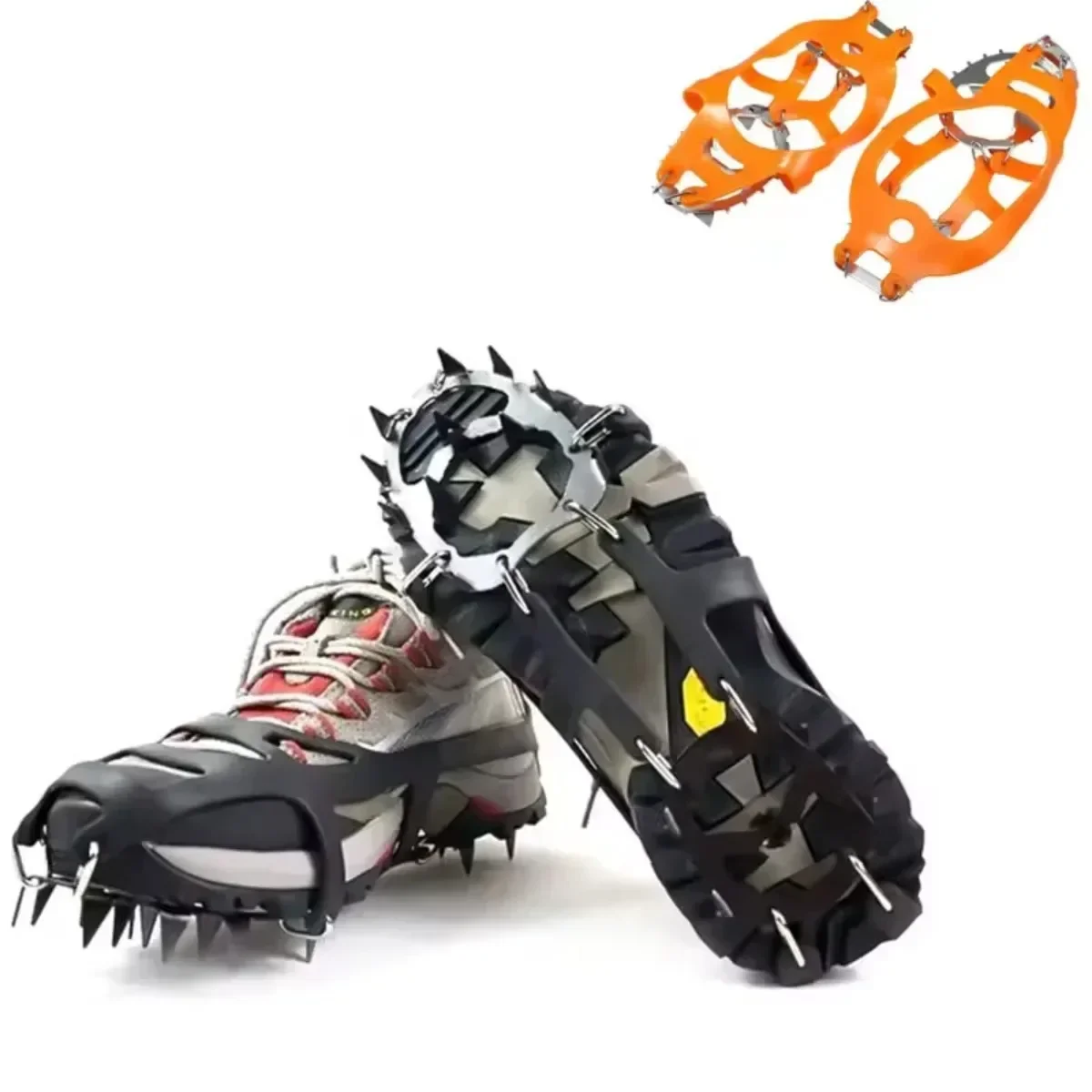 18 Studs Professional Anti Slip Ice Snow Climbing Crampons Mountaineering Hiking Camping Winter Outdoor Spike Shoes