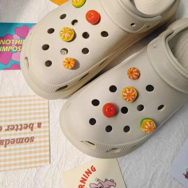 Simulated Orange Flap Series Funny Clogs Buckle Interesting Shoe Accessories Ins Popular Footwear Decoration DIY Designer Charms