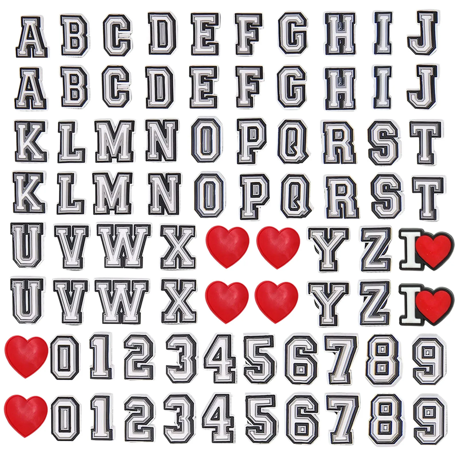 40/80Pcs Alphabet Series Shoe Charms For DIY Premium Quality Charms Shoe Decoration Accessories Bubble Slides Sandals Shoe Pins