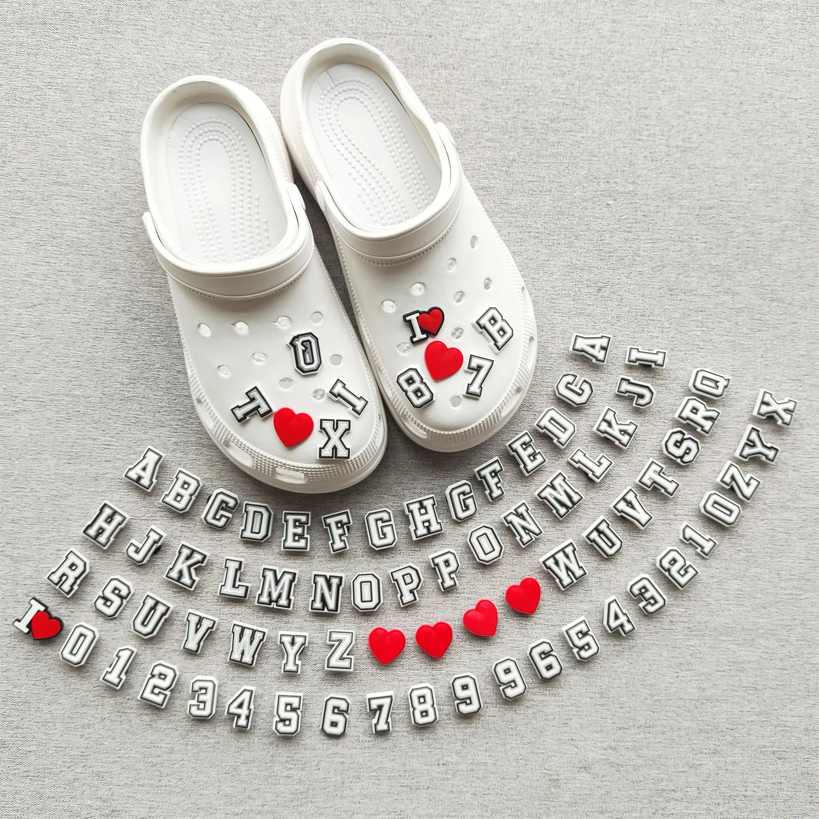 40/80Pcs Alphabet Series Shoe Charms For DIY Premium Quality Charms Shoe Decoration Accessories Bubble Slides Sandals Shoe Pins