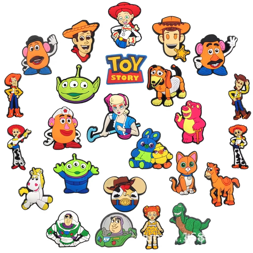 Mesuca Cartoon Toys Space Cowboy Alien PVC Shoe Charms for Clogs Cute Character Buttons Removable DIY Decoration Accessories