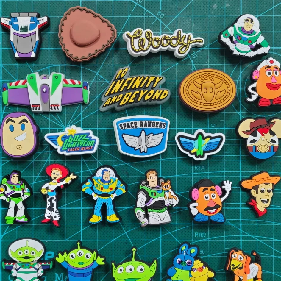 Mesuca Cartoon Toys Space Cowboy Alien PVC Shoe Charms for Clogs Cute Character Buttons Removable DIY Decoration Accessories