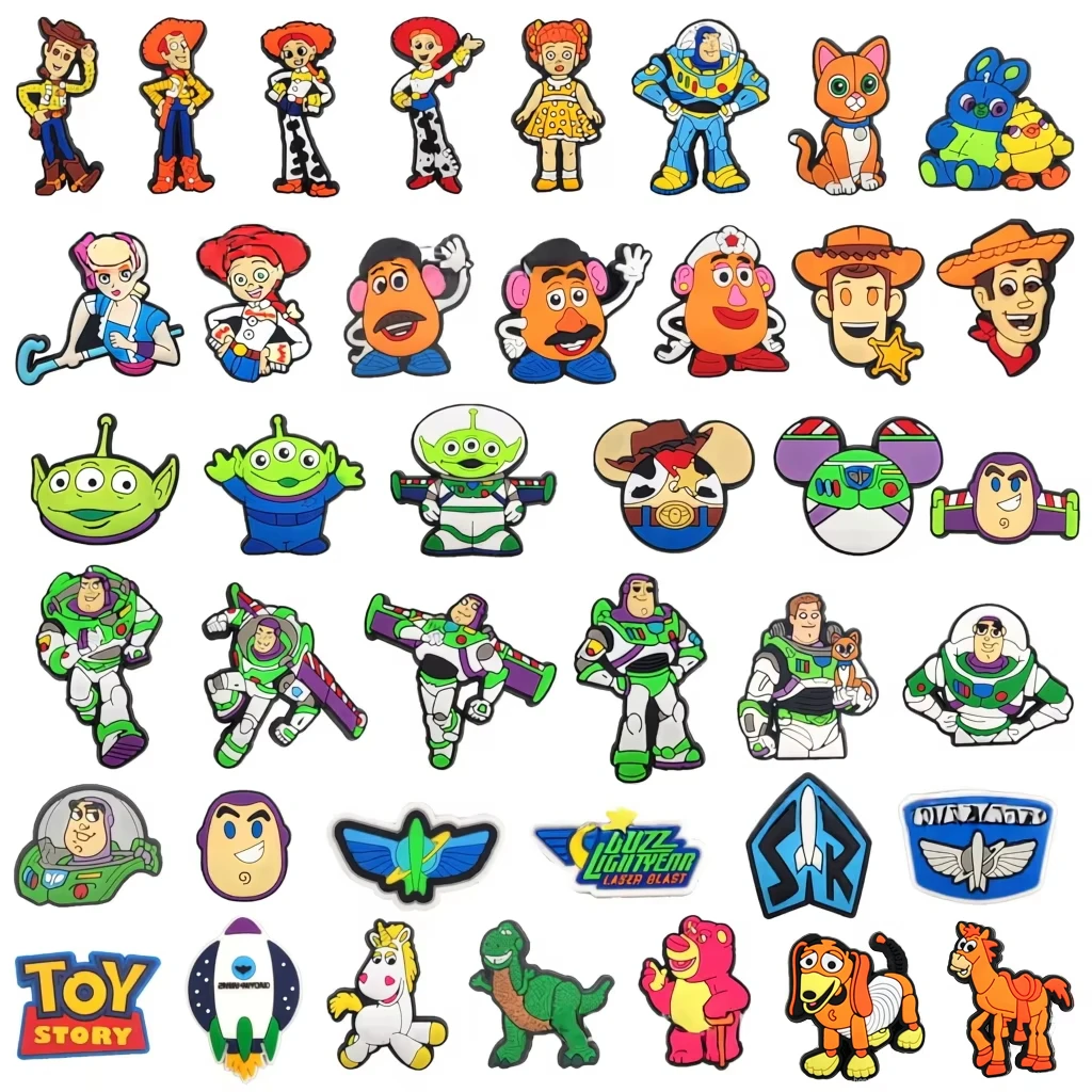 Mesuca Cartoon Toys Space Cowboy Alien PVC Shoe Charms for Clogs Cute Character Buttons Removable DIY Decoration Accessories