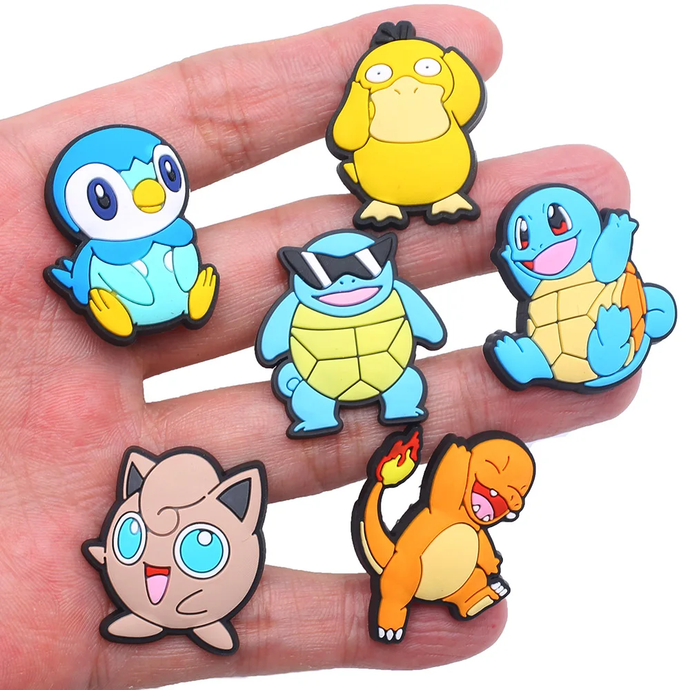 2/13Pcs Large Pokémon Squirtle Pikachu Shoe Charms For Slides Sandals,PVC Shoe Decorations Accessories For Birthday Gift
