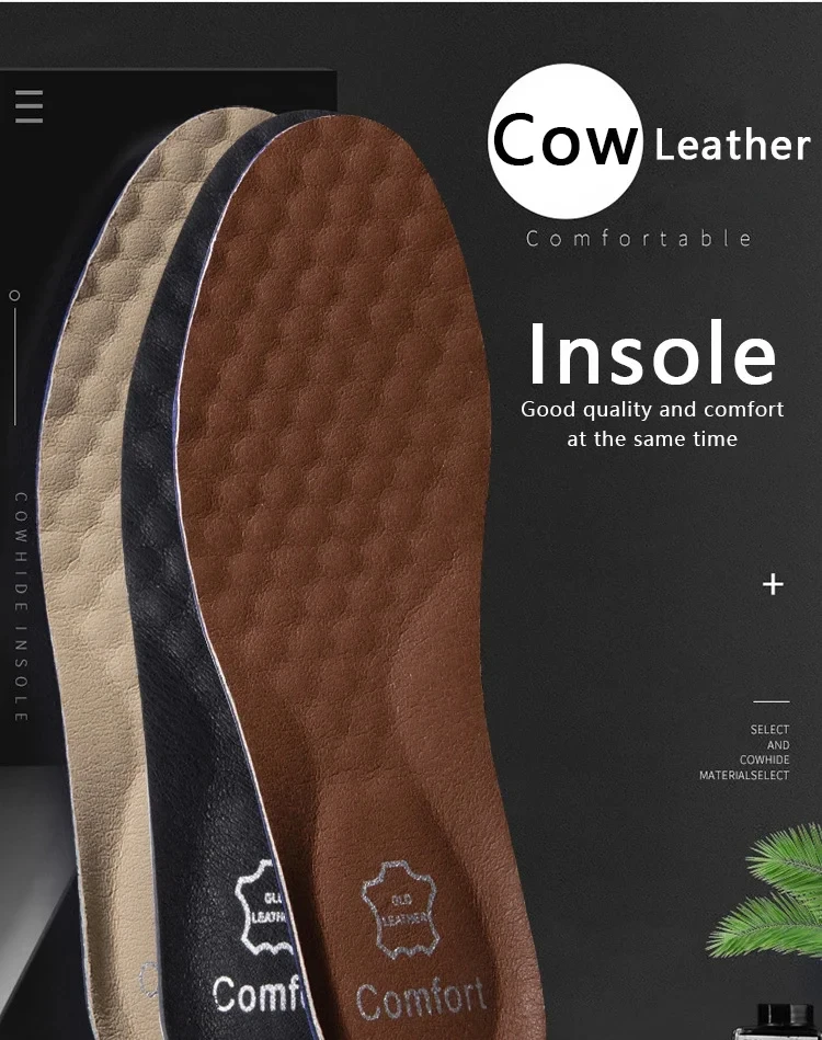 Leather Breathable Insoles Arch Support Orthopedic Insole Shock Absorbing Sole Men Sneakers Leather Shoes Insoles 2pcs/4pcs