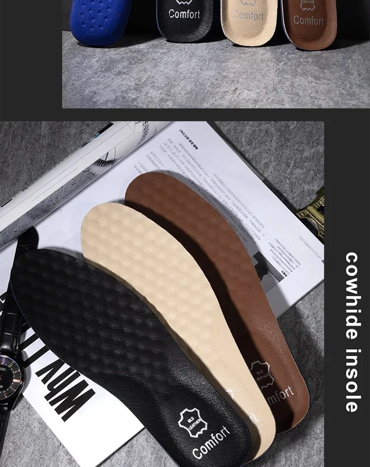 Leather Breathable Insoles Arch Support Orthopedic Insole Shock Absorbing Sole Men Sneakers Leather Shoes Insoles 2pcs/4pcs