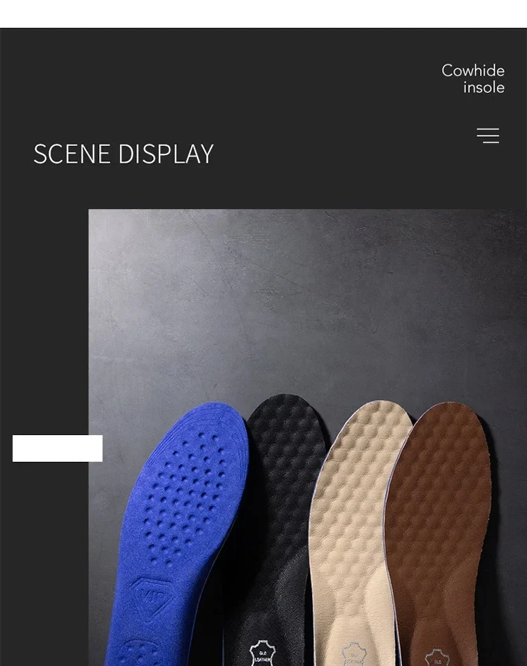 Leather Breathable Insoles Arch Support Orthopedic Insole Shock Absorbing Sole Men Sneakers Leather Shoes Insoles 2pcs/4pcs