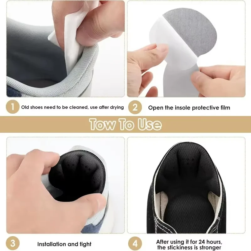 New 2-In-1 Sponge Heel Insole, Heel Protector, For Shoes That Are Too Big, Soft Mesh Anti-Slip Heel Insole.