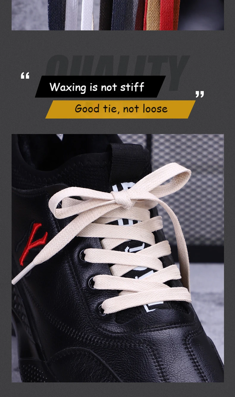 1 Pair 0.8 CM Waxed Cotton Width Flat Waterproof Shoe Laces Unisex Shoelaces Boots Casual Sneakers Shoelace Leather Shoe Lace