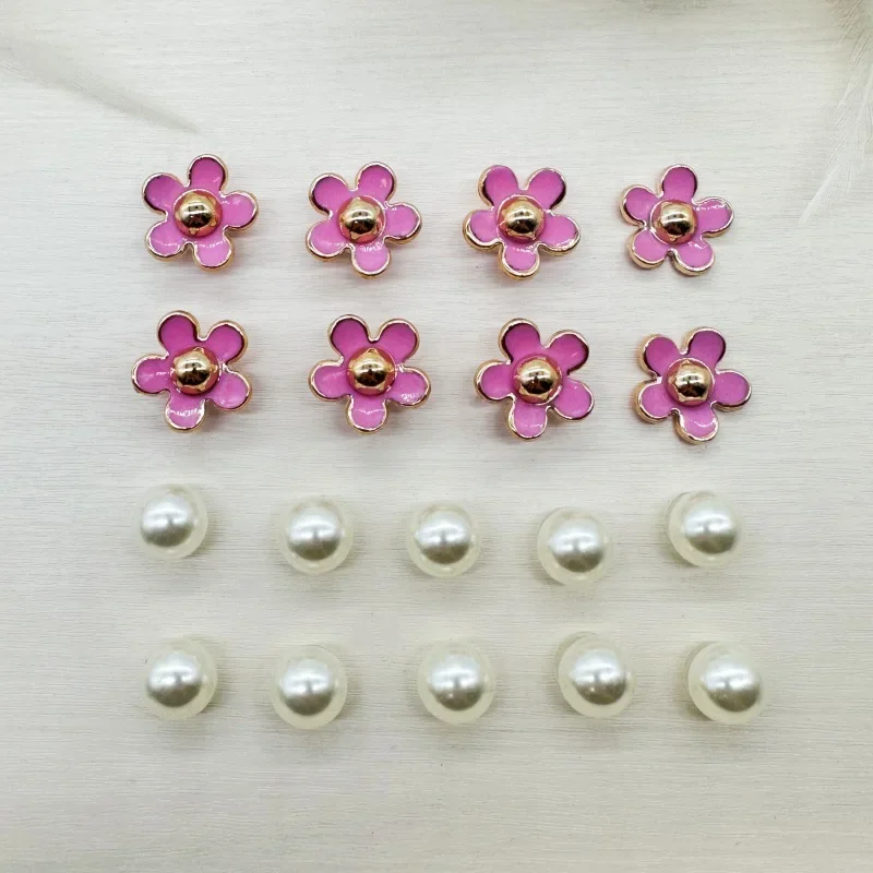 3D Cute Daisy Pearl Shoe Charms Set for Slide Sandals Garden Shoes DIY Clogs Decoration Shoe Buckle Pins Shoe Decoration Gifts