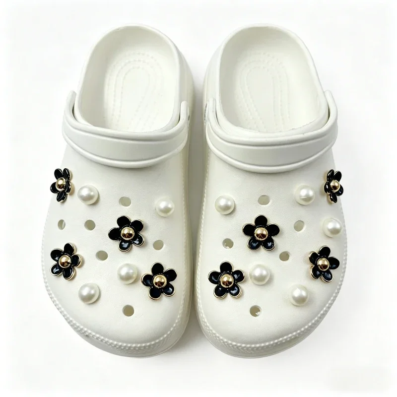 3D Cute Daisy Pearl Shoe Charms Set for Slide Sandals Garden Shoes DIY Clogs Decoration Shoe Buckle Pins Shoe Decoration Gifts