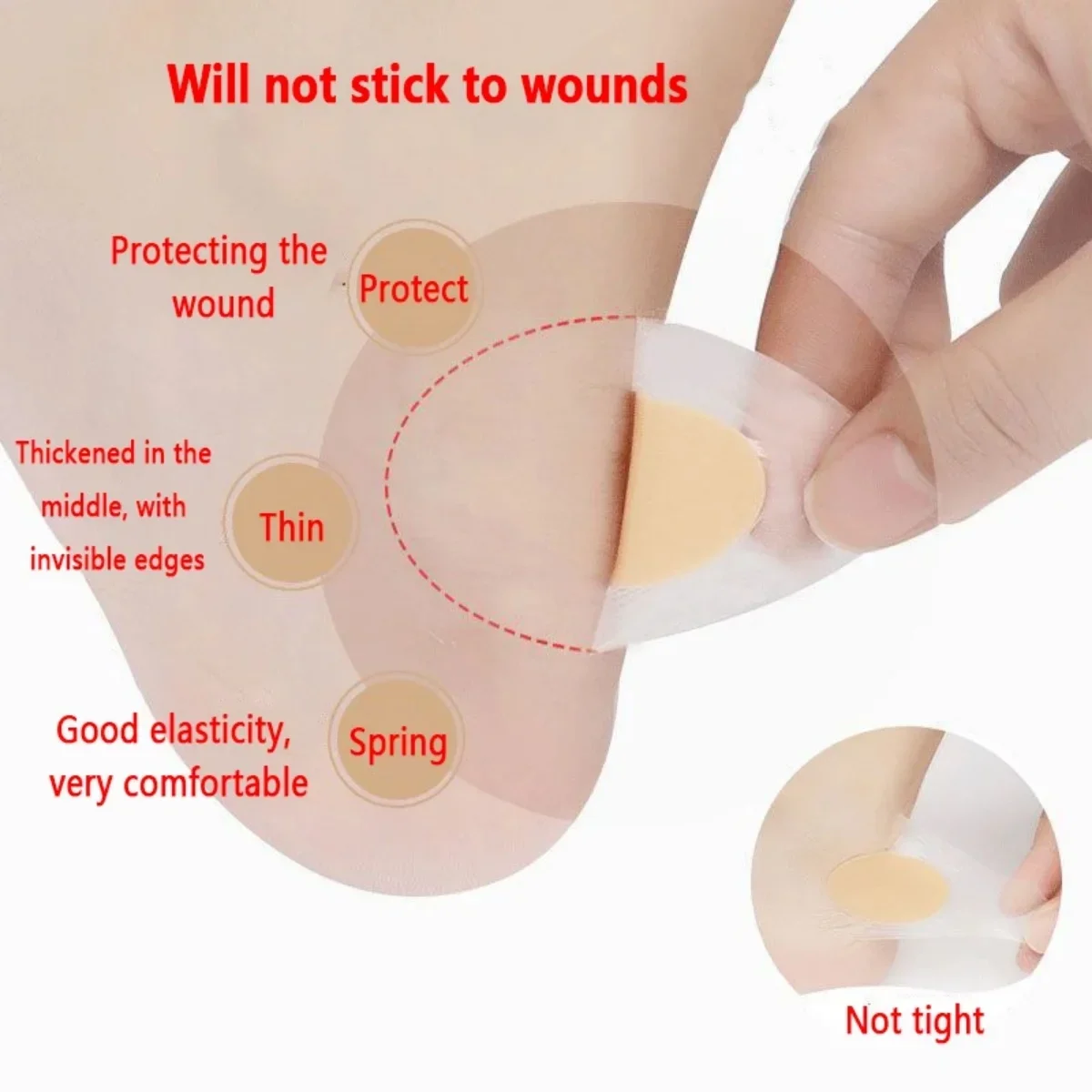 100pcs Gel Grip Heel Protector Adhesive Foot Patches Blister Pads Heel Liner Shoes Stickers Plaster Foot Care Cushion