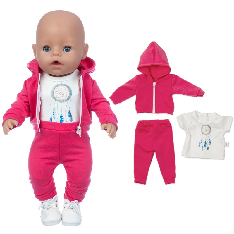 38cm doll clothes for 43cm Bebe doll boy clothes pants blue elephant set for 17" doll fur pajama