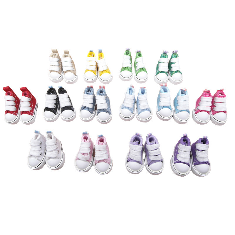 Tilda 3.6cm Doll Shoes For Blythe Toys, Canvas Fabric Sneakers for OB24 1/8 for Blyth Accessories Joint Doll 1/6 For Girls Gift
