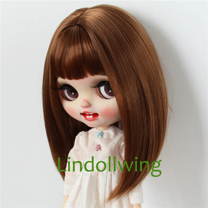 9-10 inch Blyth Wig Short Straight Brown Hair