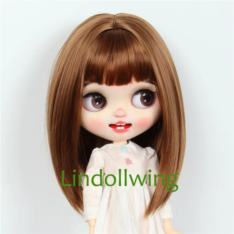 9-10 inch Blyth Wig Short Straight Brown Hair