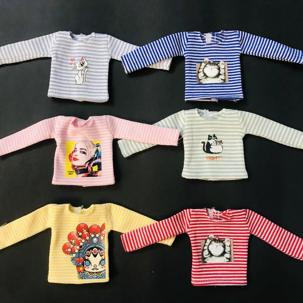 NEW Cute Blyth Dolls’ Clothes Long Sleeve Stripe T-shirt for Blyth 1/6 Dolls Accessories