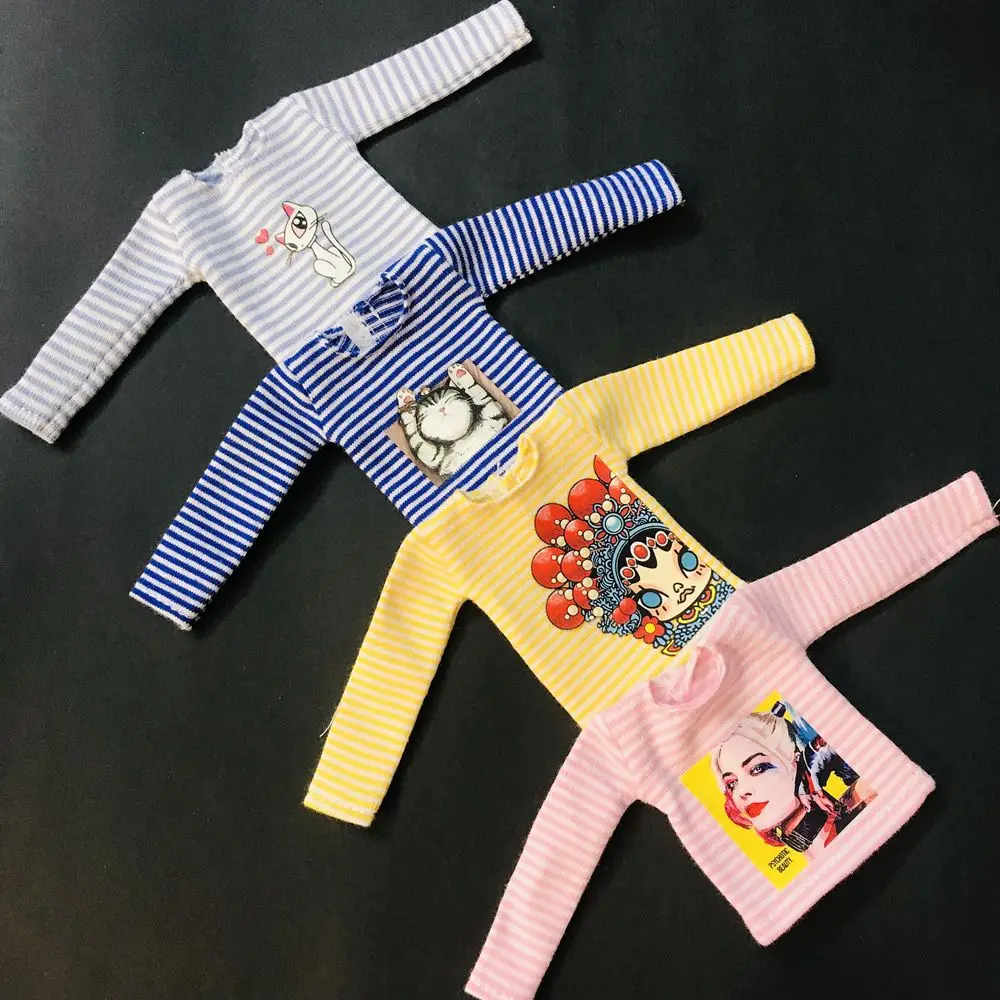 NEW Cute Blyth Dolls’ Clothes Long Sleeve Stripe T-shirt for Blyth 1/6 Dolls Accessories