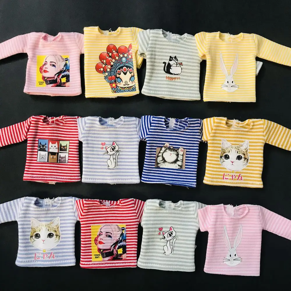NEW Cute Blyth Dolls’ Clothes Long Sleeve Stripe T-shirt for Blyth 1/6 Dolls Accessories