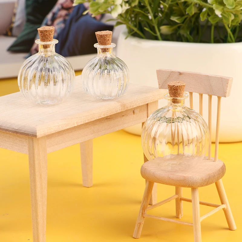 1/2/3/10PCS 1:12 Dollhouse Miniature Mini Glass Bottle Cork Cover Tiny Jar Vials Model Doll House Decoration Accessories