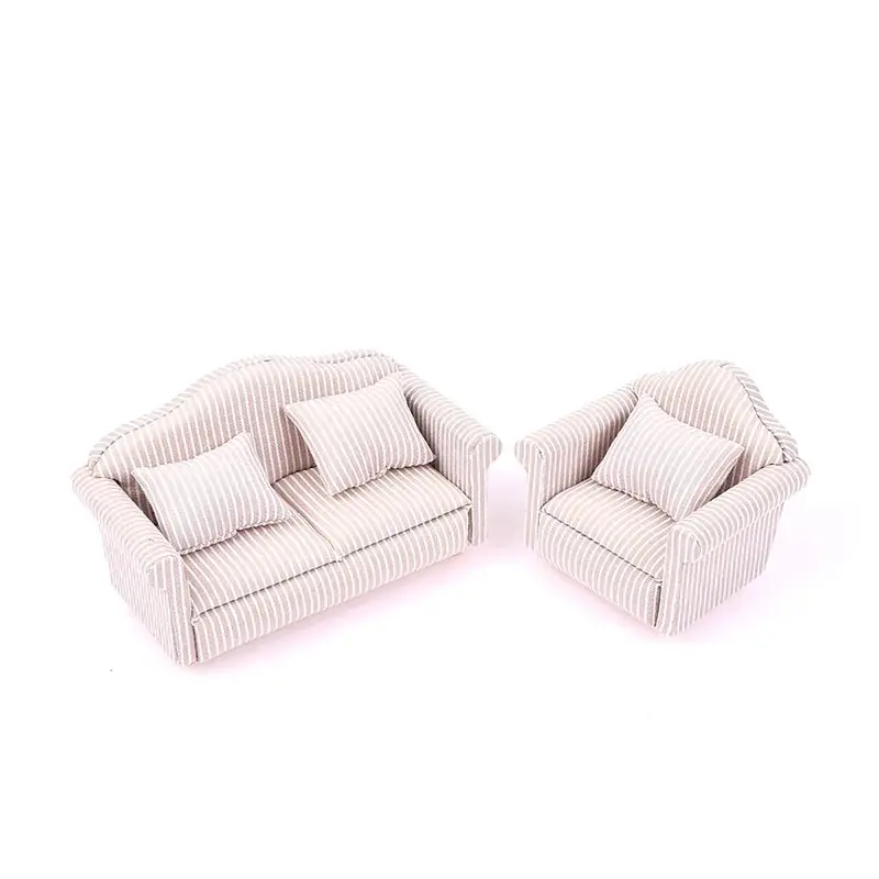 1:12 Dollhouse Mini Furniture Sofa with Pillow For Doll House Kids Pretend Play DIY Decor Accessories