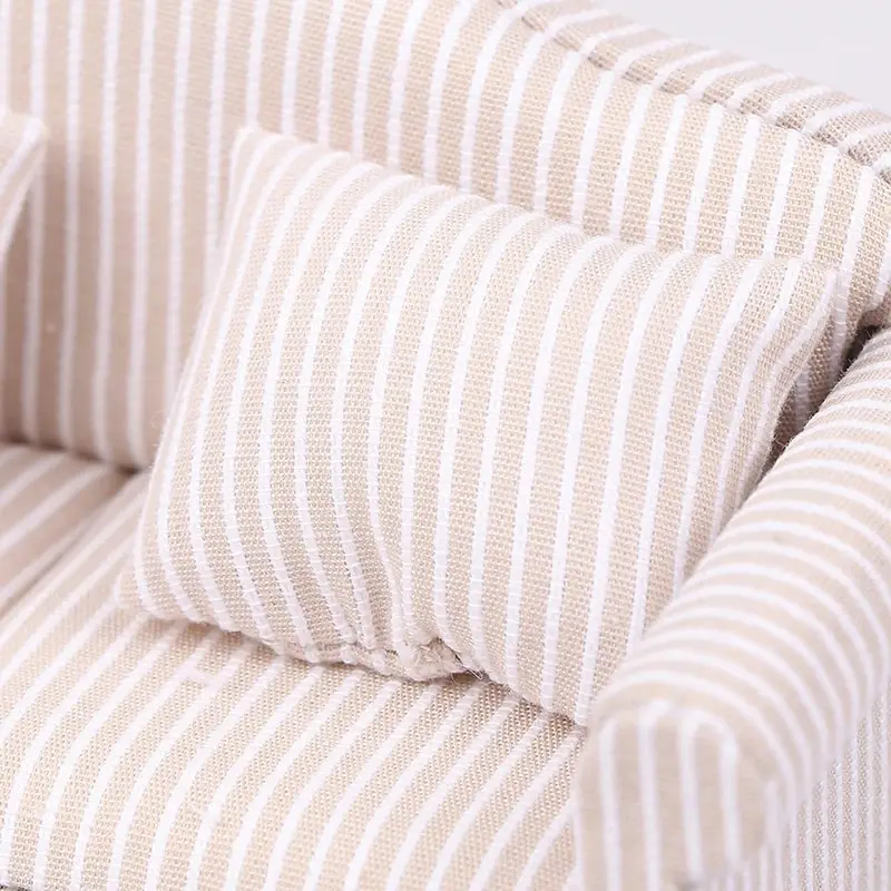 1:12 Dollhouse Mini Furniture Sofa with Pillow For Doll House Kids Pretend Play DIY Decor Accessories