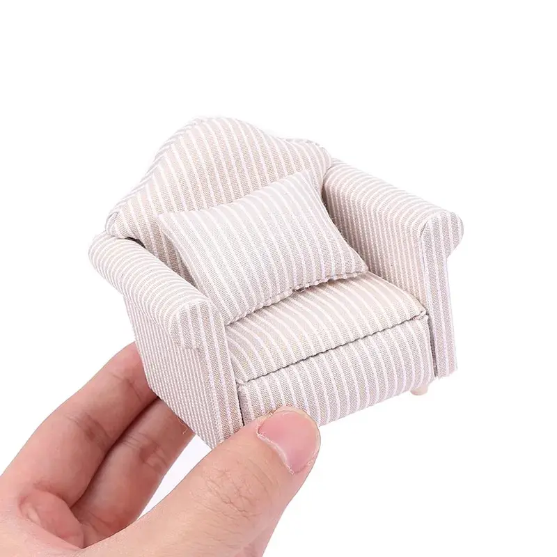 1:12 Dollhouse Mini Furniture Sofa with Pillow For Doll House Kids Pretend Play DIY Decor Accessories