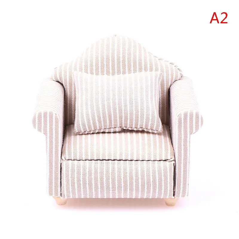1:12 Dollhouse Mini Furniture Sofa with Pillow For Doll House Kids Pretend Play DIY Decor Accessories