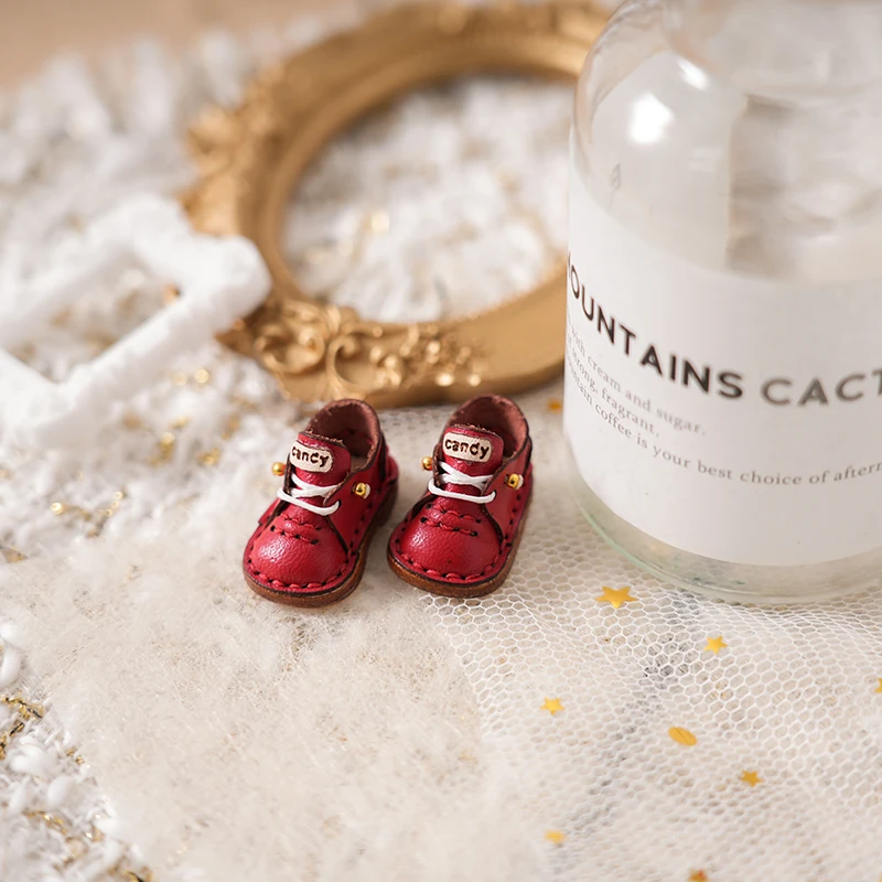Blythe Small Doll Shoes Accessories OB22 Shoes Small Cloth UFDOLL Mini Body OB24 Handmade Cowhide Shoes