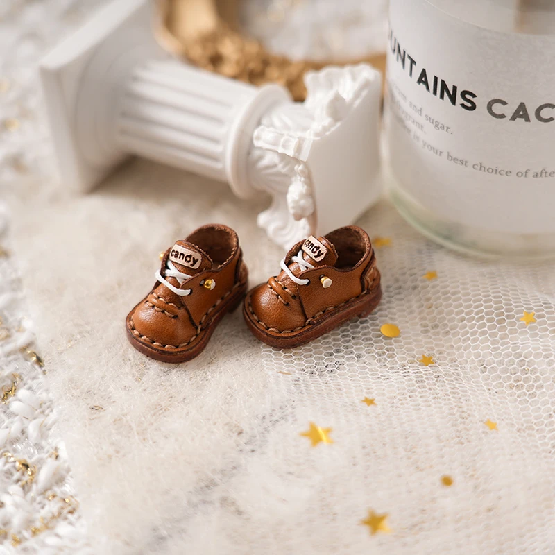 Blythe Small Doll Shoes Accessories OB22 Shoes Small Cloth UFDOLL Mini Body OB24 Handmade Cowhide Shoes