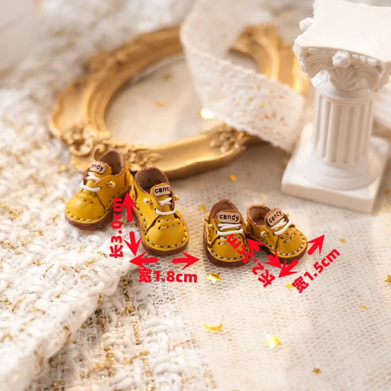 Blythe Small Doll Shoes Accessories OB22 Shoes Small Cloth UFDOLL Mini Body OB24 Handmade Cowhide Shoes