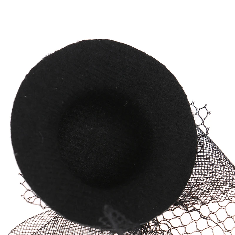 1Pcs 7cm Doll Fashion Lady Bowler Hat Vintage Dolls Clothes doll house mini Simulation Black Mesh Hat Model Kid Toy Accessories