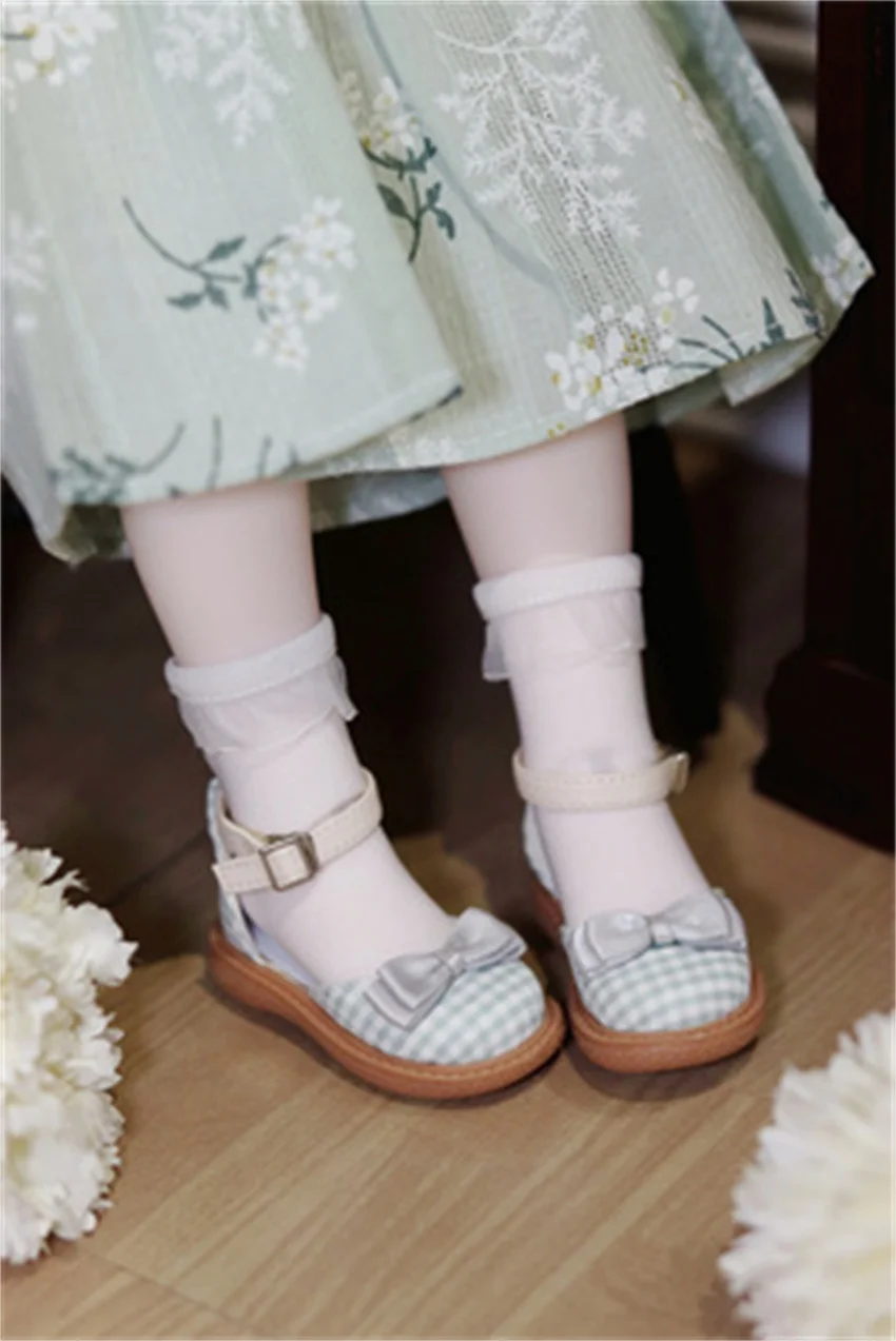 BJD MDD MSD Shoes Suitable for 1/4 Doll Sandals Soft Sole Bow Plaid Cloth Upper Multi-colored Elegant BJD Doll Accessories