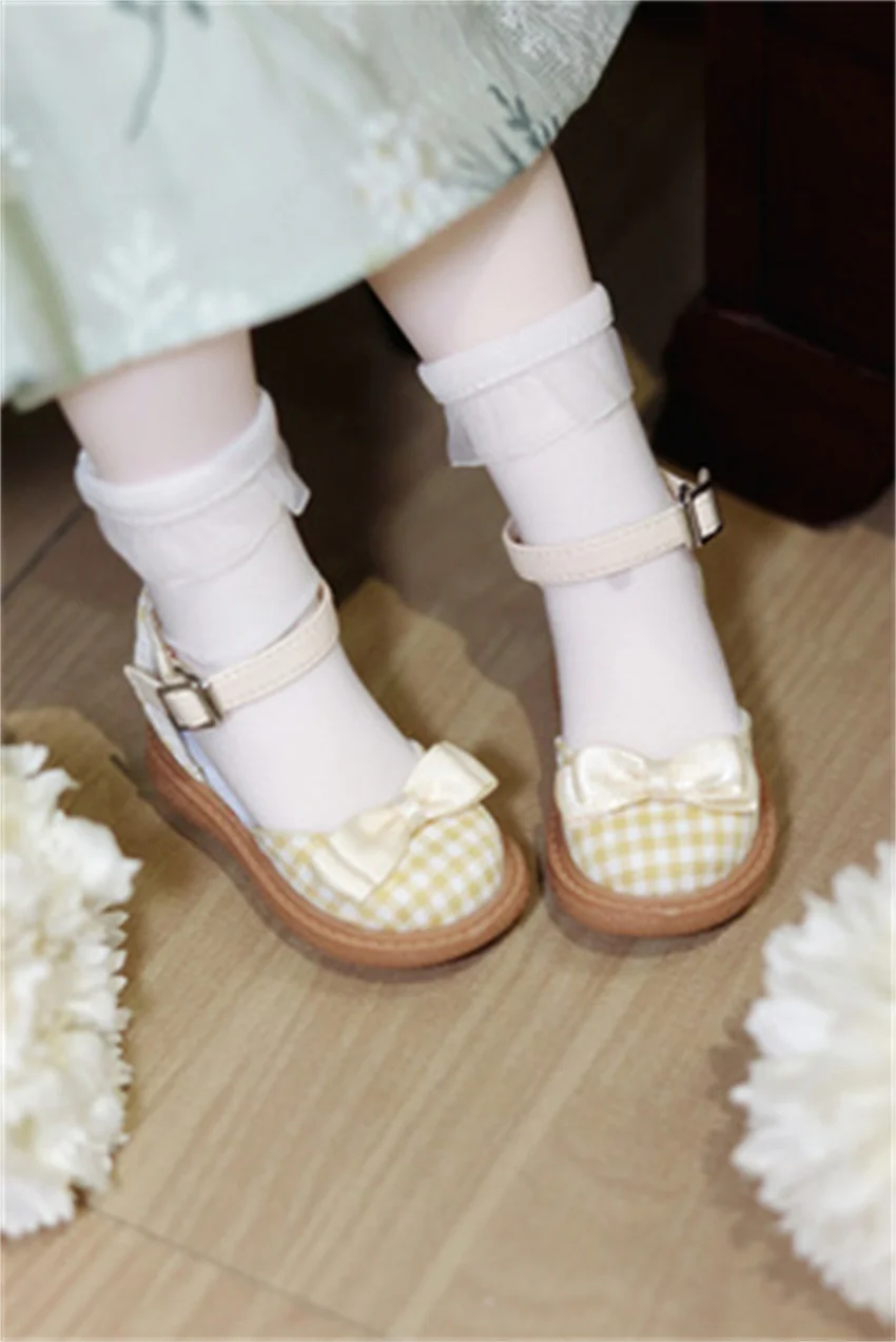 BJD MDD MSD Shoes Suitable for 1/4 Doll Sandals Soft Sole Bow Plaid Cloth Upper Multi-colored Elegant BJD Doll Accessories